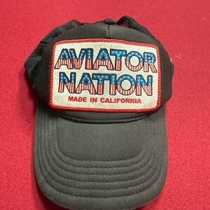 Aviator Nation Black Trucker Hat Flag Logo